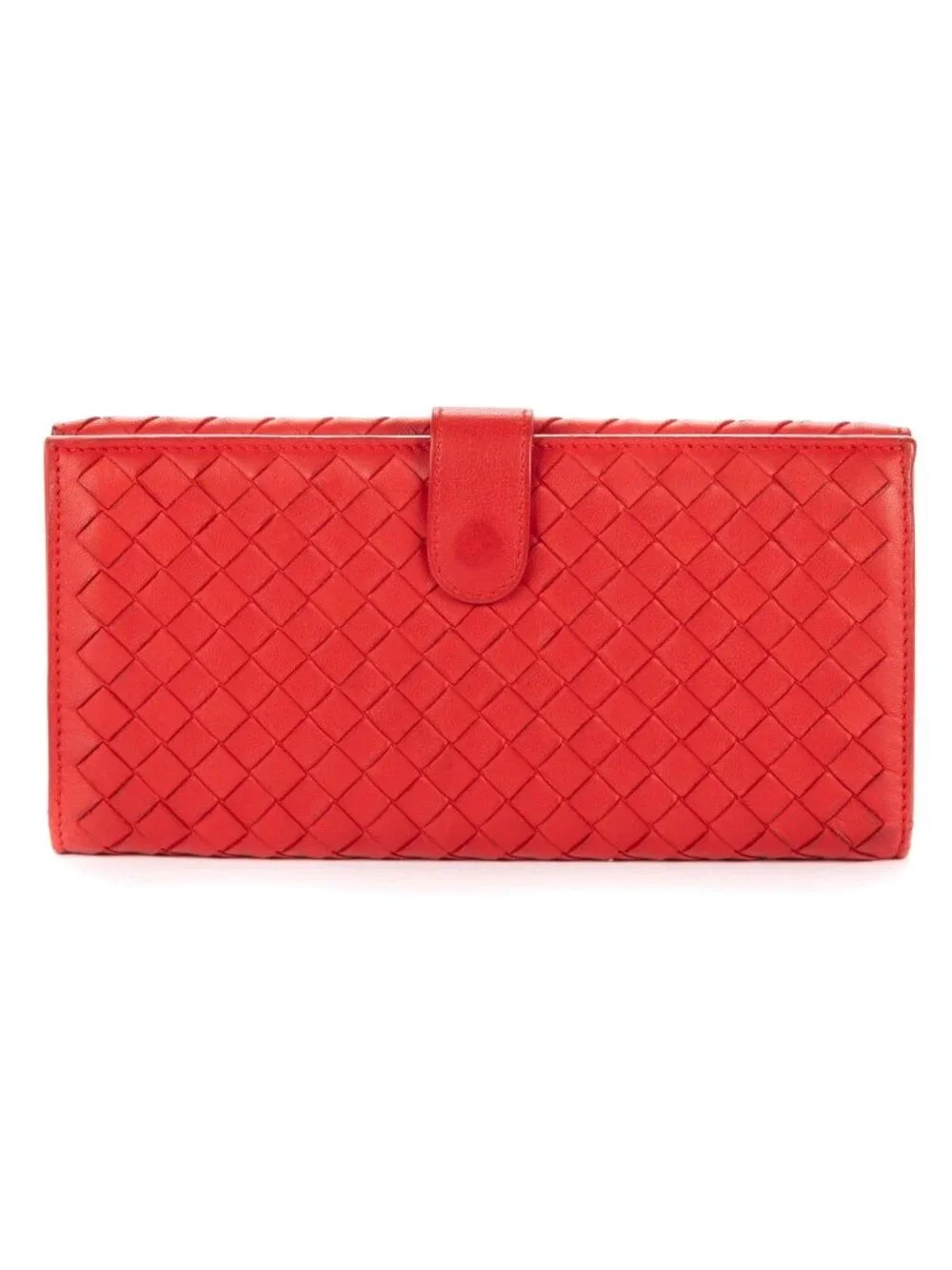Bottega Venetal Flap Walletred Intrecciato Calfskin Leathera Wallet